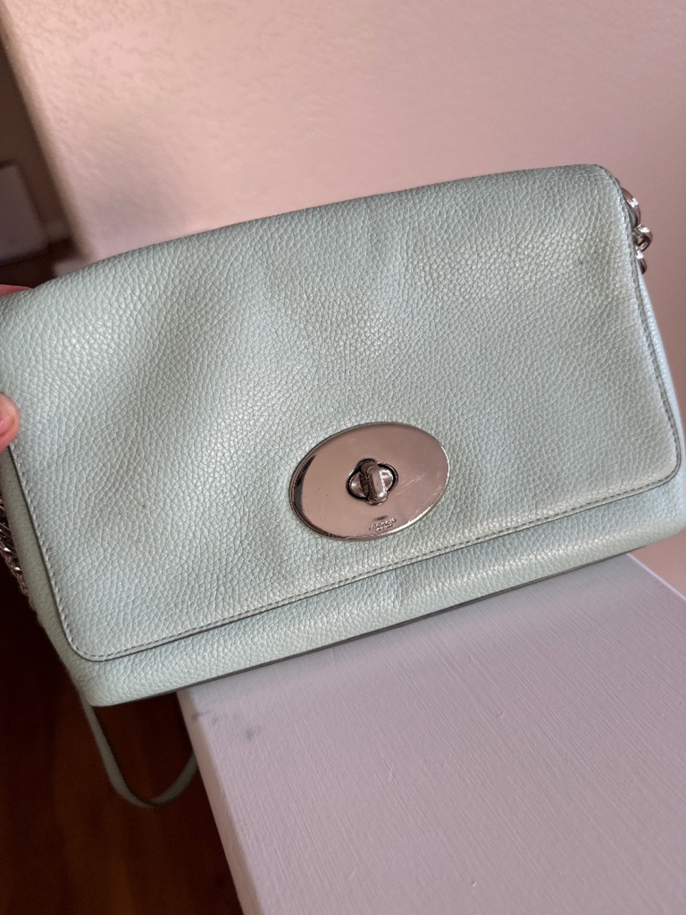 Coach crossbody or shoulder purse in sea foam green